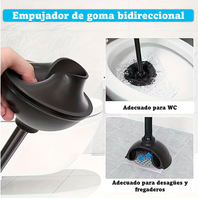 Set 2 en 1 para WC Cepillo de Inodoro y Destapador de Cañeria Sopapo con Soporte