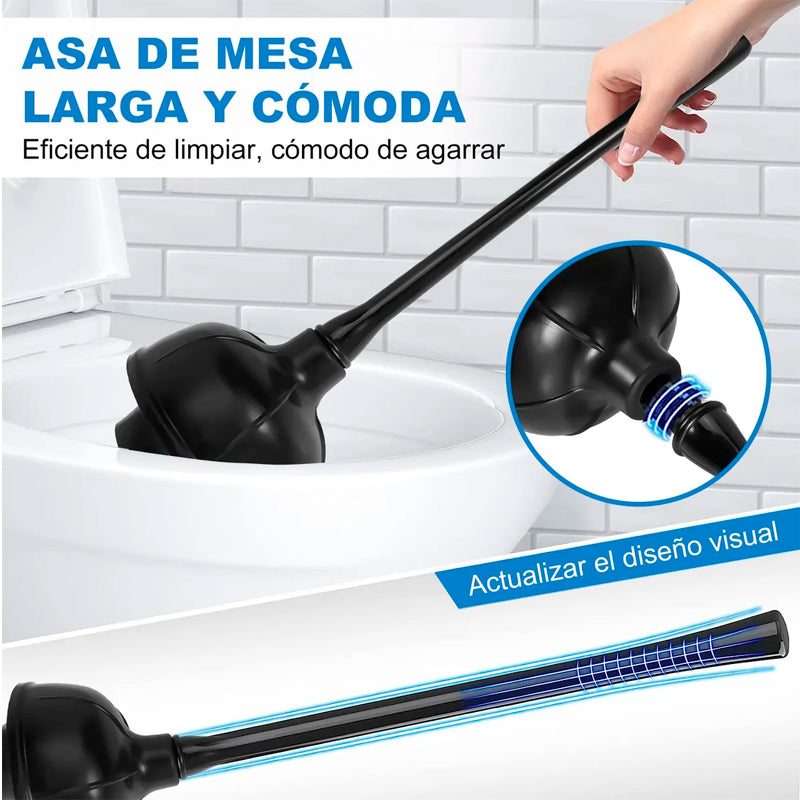 Set 2 en 1 para WC Cepillo de Inodoro y Destapador de Cañeria Sopapo con Soporte