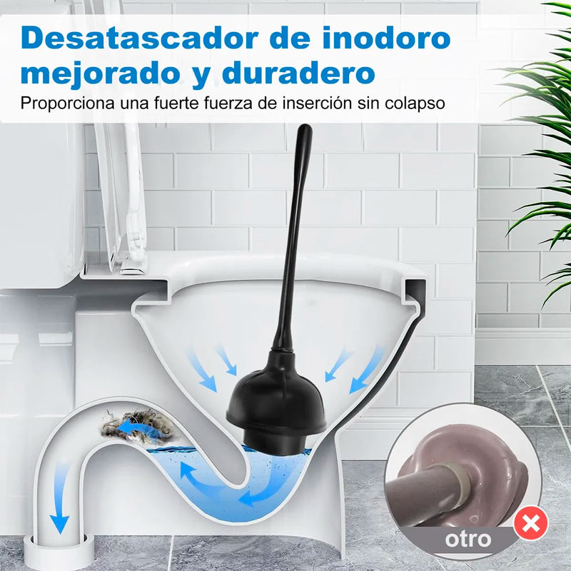 Set 2 en 1 para WC Cepillo de Inodoro y Destapador de Cañeria Sopapo con Soporte