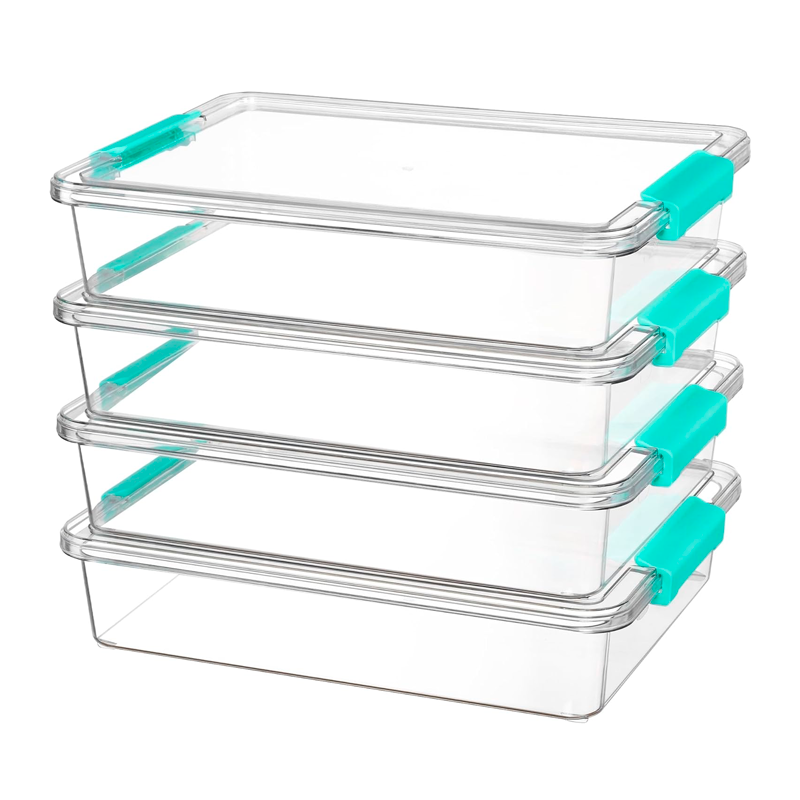 Set 4 Contenedores Multiusos Apilable Transparente con Tapa Caja Organizador 3.6L