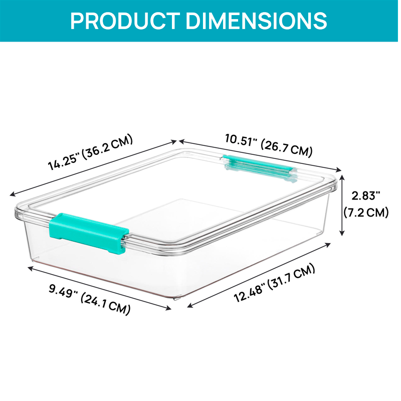 Set 4 Contenedores Multiusos Apilable Transparente con Tapa Caja Organizador 3.6L