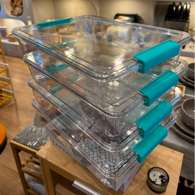 Set 4 Contenedores Multiusos Apilable Transparente con Tapa Caja Organizador 3.6L