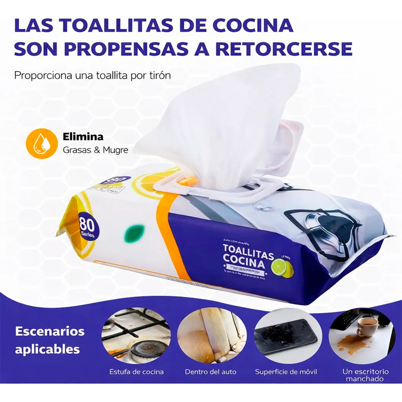 Toallitas Toallas Humedas De Limpieza Cocina Multiusos 80pcs
