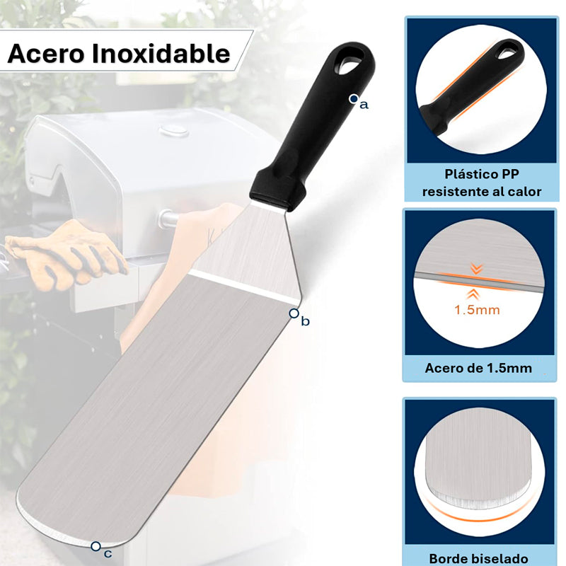 Kit 20 Accesorios para Plancha Juego de Herramientas Teppanyaki Acero Inoxidable para Cocina Camping