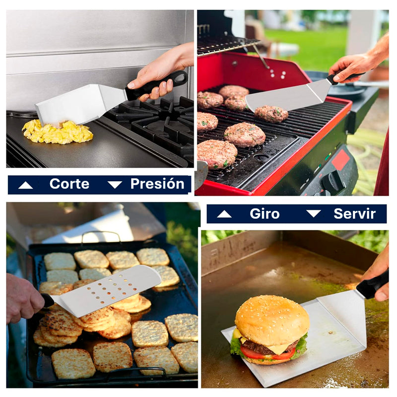 Kit 20 Accesorios para Plancha Juego de Herramientas Teppanyaki Acero Inoxidable para Cocina Camping