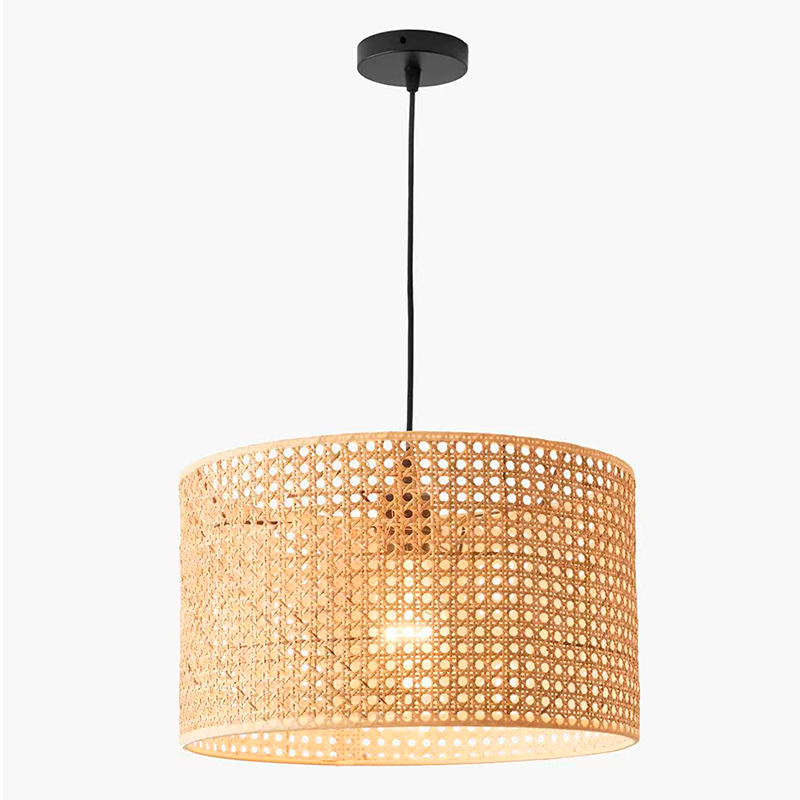 Lámpara Colgante De Techo De Mimbre Hecha A Mano Luz Vintage