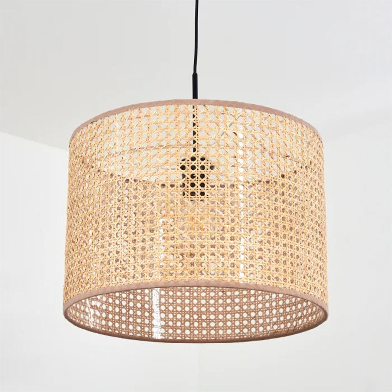 Lámpara Colgante De Techo De Mimbre Hecha A Mano Luz Vintage