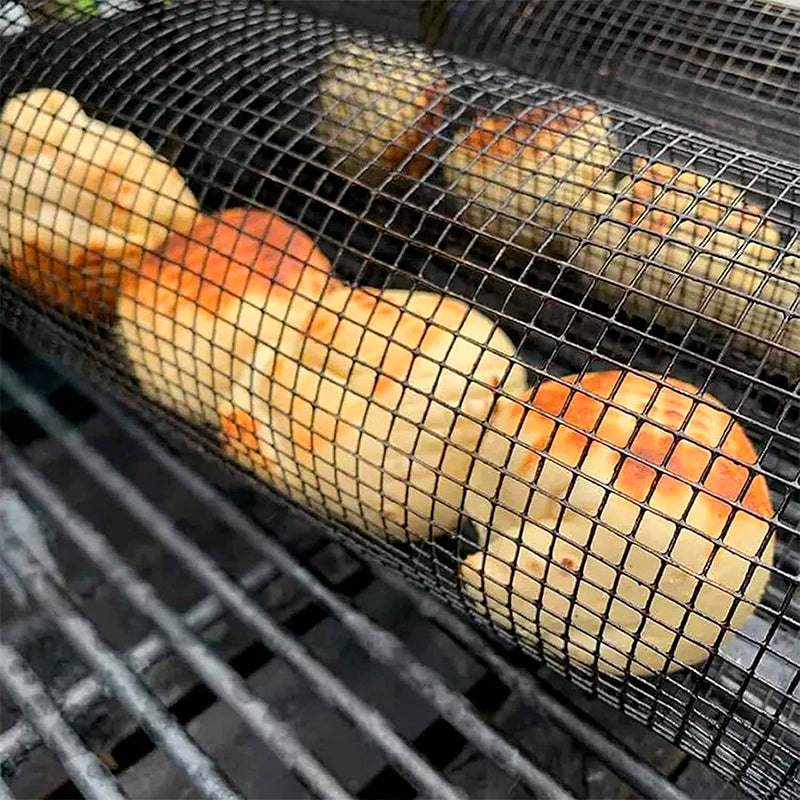 Parrilla Cilíndrica De Acero Inoxidable Cesta Asado Barbacoa