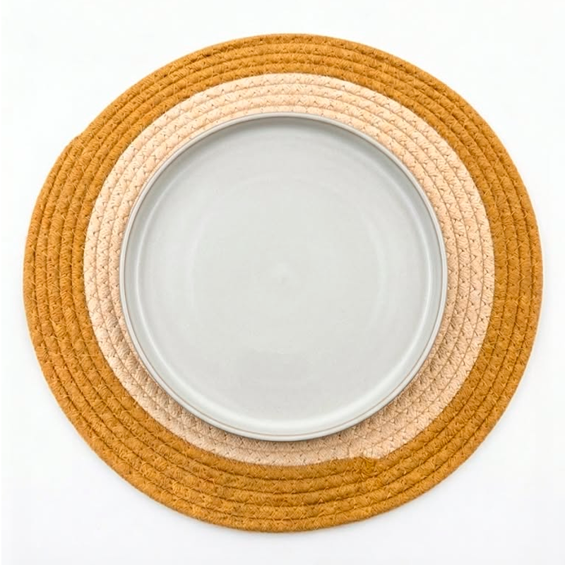 Individual Trenzado Cuerda de Algodoon Mantel Redondo De 38cm