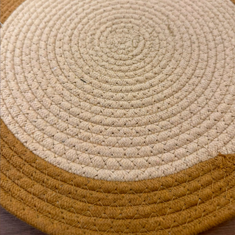 Individual Trenzado Cuerda de Algodoon Mantel Redondo De 38cm