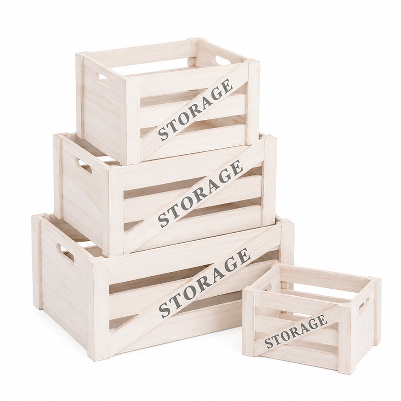 Set 4 Canastos Rusticos De Madera Organizadores Decorativos