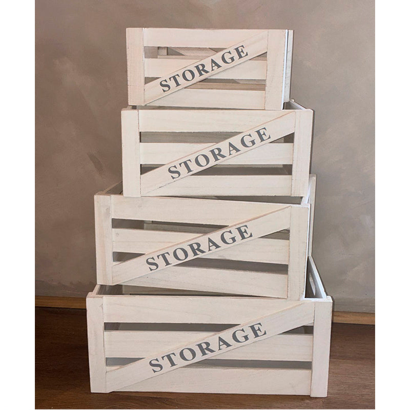 Set 4 Canastos Rusticos De Madera Organizadores Decorativos