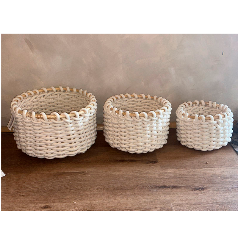 3 Canasto Organizador Tejido Natural Para Decoración Hogar