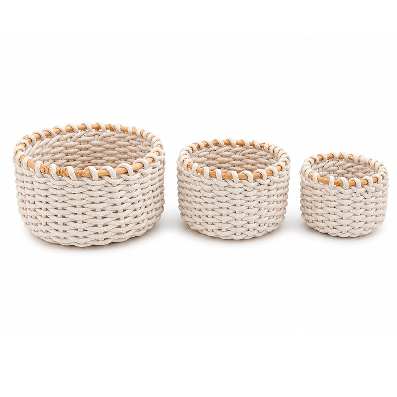 3 Canasto Organizador Tejido Natural Para Decoración Hogar