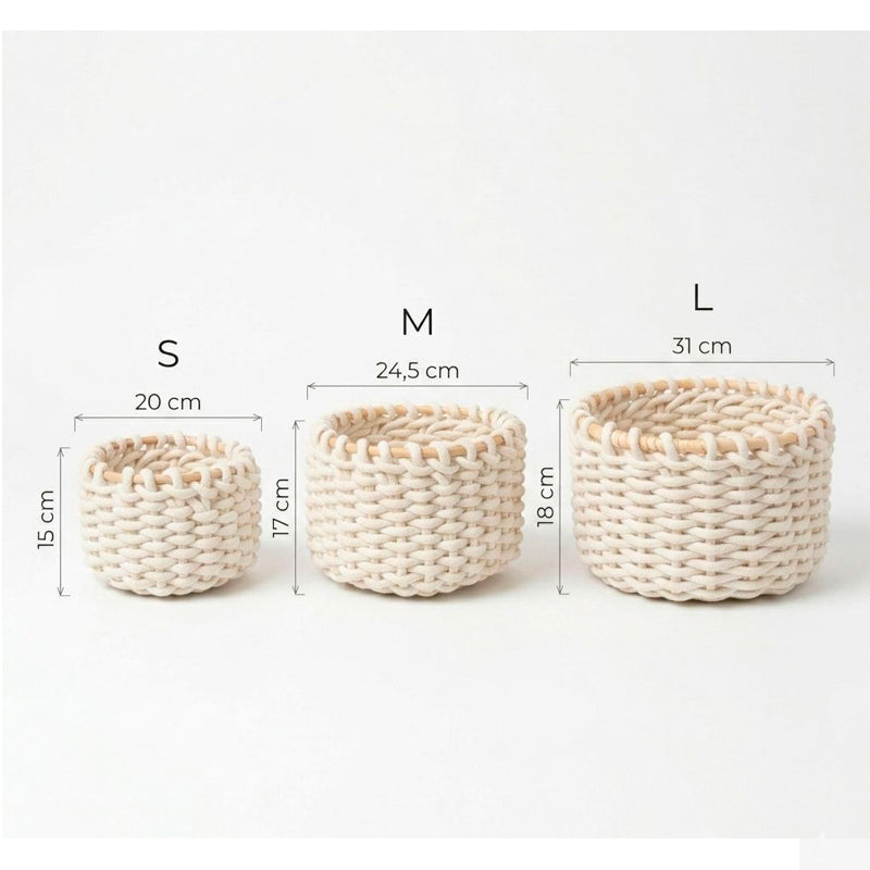 3 Canasto Organizador Tejido Natural Para Decoración Hogar