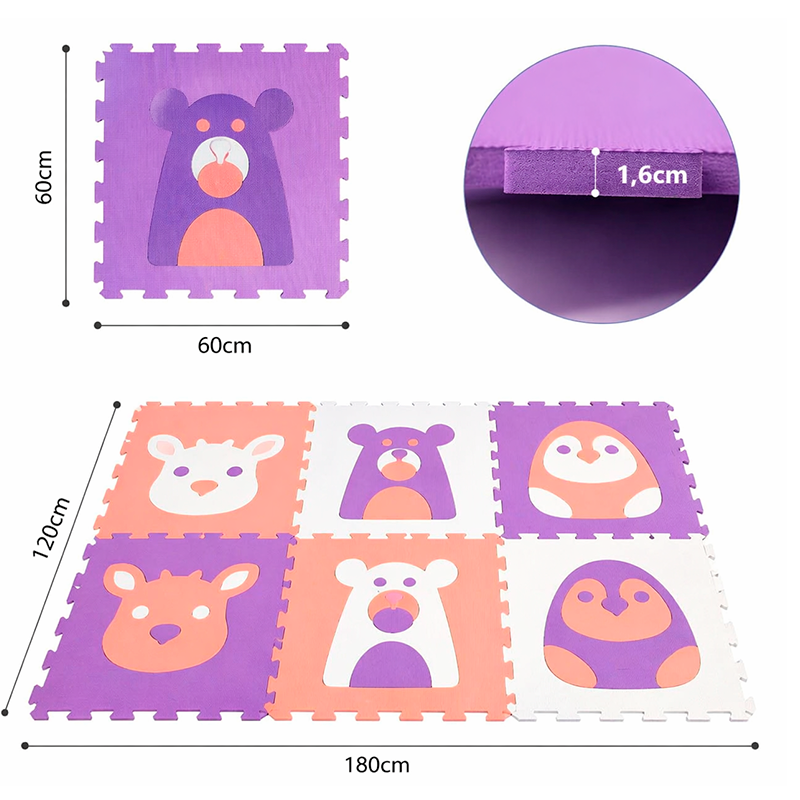 Pack De 6 Alfombras Goma Eva Piso Puzzle Antigolpes 60x60cm