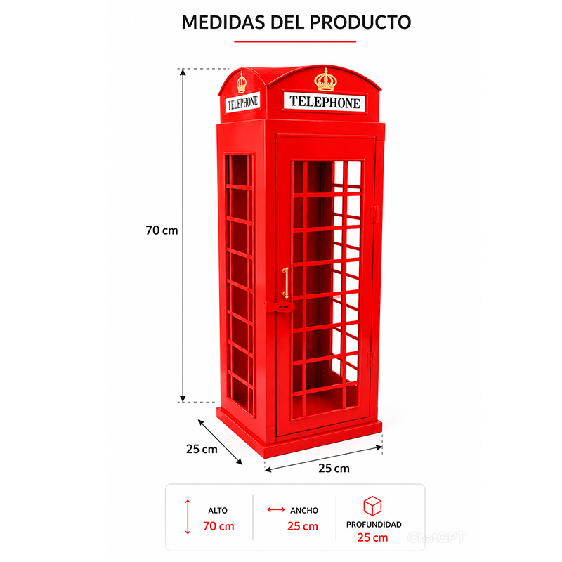 Figura Decorativa Cabina Telefonica D Londres Hierro Fundido 70cm