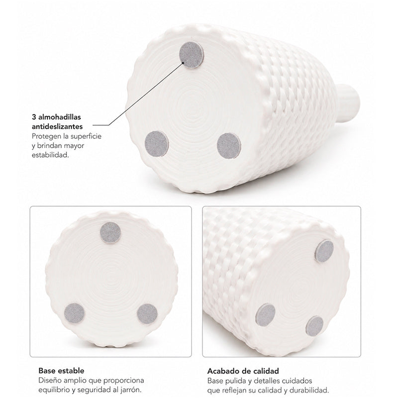 Jarron De Ceramica Para Decoracion Florero Texturizado 1225