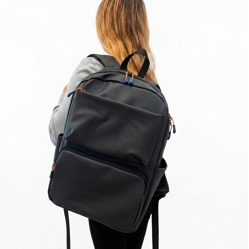 Mochila de Hombro Multifuncional Unisex Bolso Impermeable Color Negro