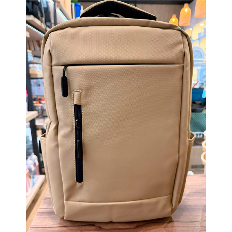 Mochila Para Laptop Multifuncional Unisex Bolso Impermeable Color Beige