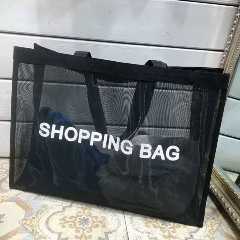 Bolsa de Compras Grande de Malla con Asa Bolsa de Comestibles Reutilizable