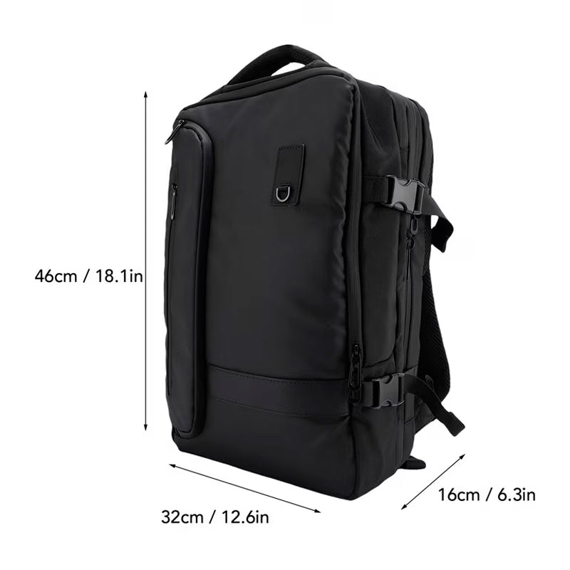 Mochila de Espalda Multifuncional Unisex Bolso Impermeable Color Negro