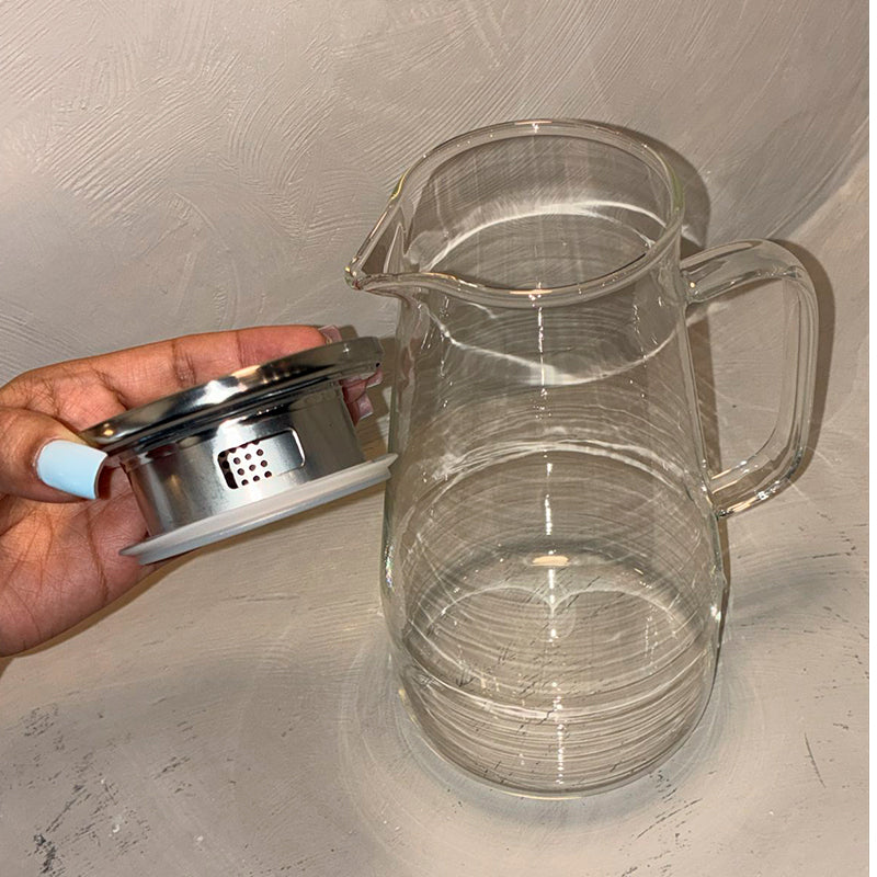 Jarra De Agua Jugo De Té Helado De Vidrio Con Tapa 1,6 Litro