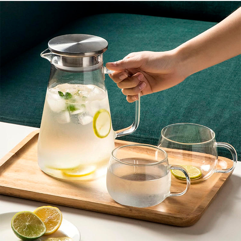 Jarra De Agua Jugo De Té Helado De Vidrio Con Tapa 1,6 Litro