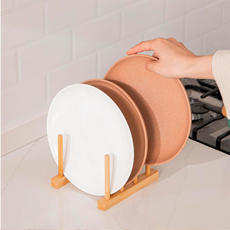 Soporte Para Platos Y Tapas De Madera Organizador De Cocina