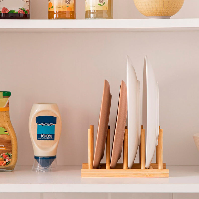 Soporte Para Platos Y Tapas De Madera Organizador De Cocina