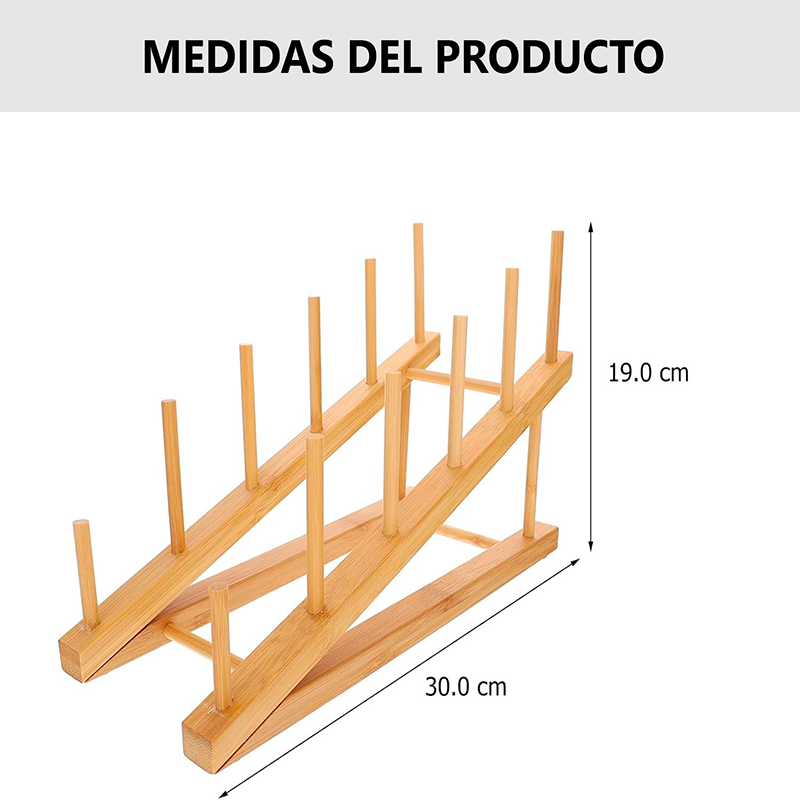 Soporte Inclinado Para Platos Y Tapas De Madera Organizador De Cocina 1255