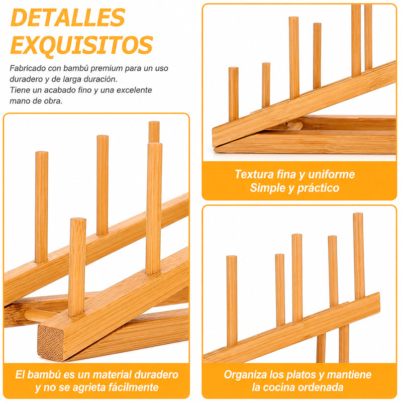 Soporte Inclinado Para Platos Y Tapas De Madera Organizador De Cocina 1255