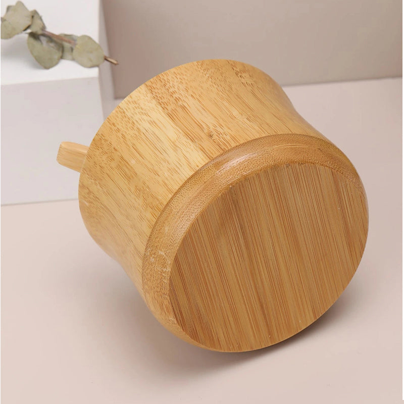 Tarro Azucarero De Bambú Con Tapa Y Cuchara Para Cocina