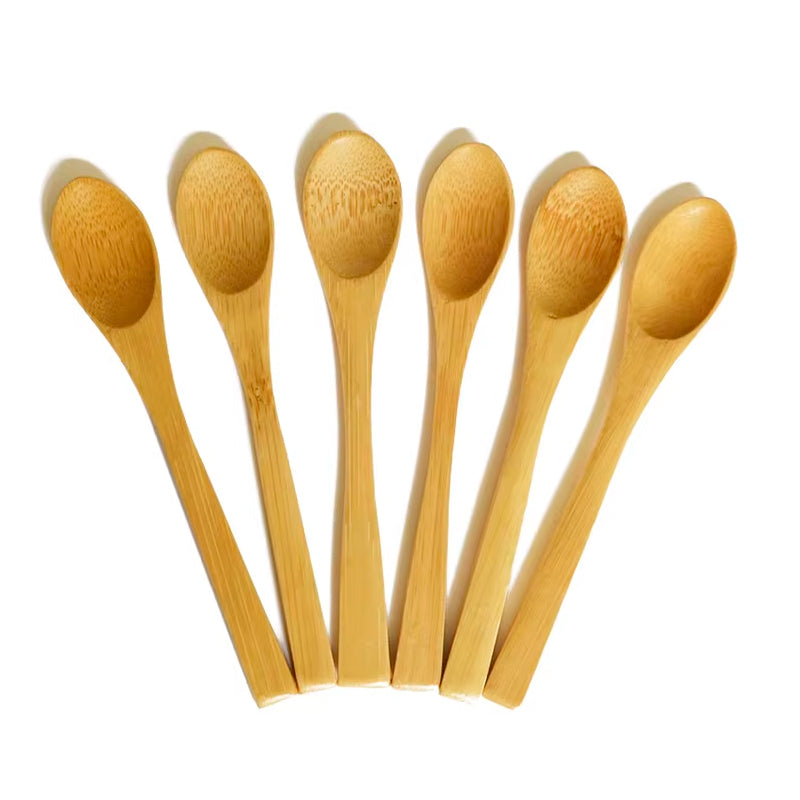 Set 6 Cucharas Bambu Natural Reutilizable Cucharita Salsas