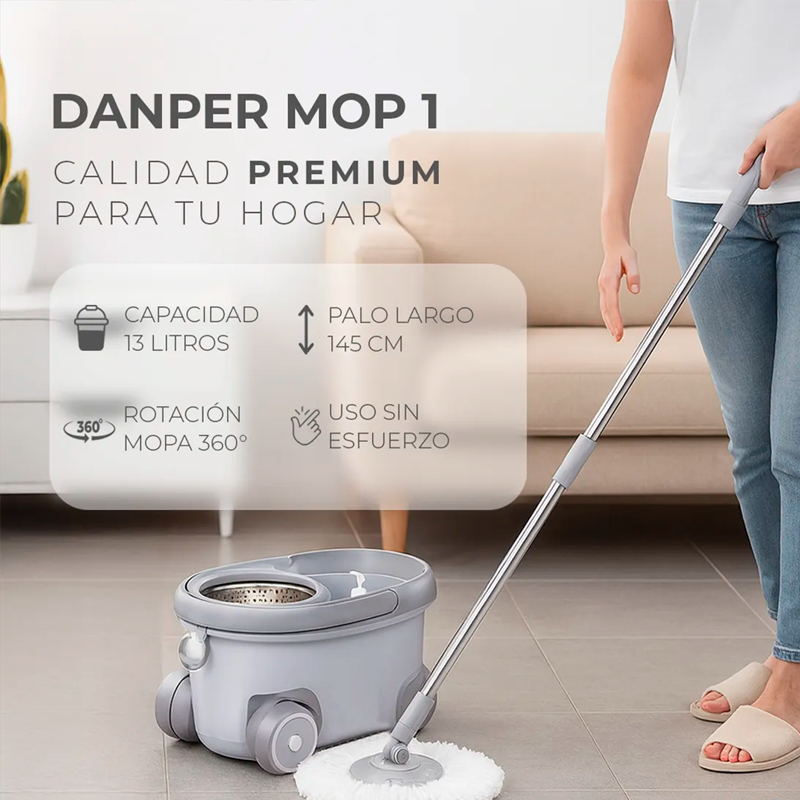 Cubo de Trapeador Universal Balde Acero Centrifugo con Mopa