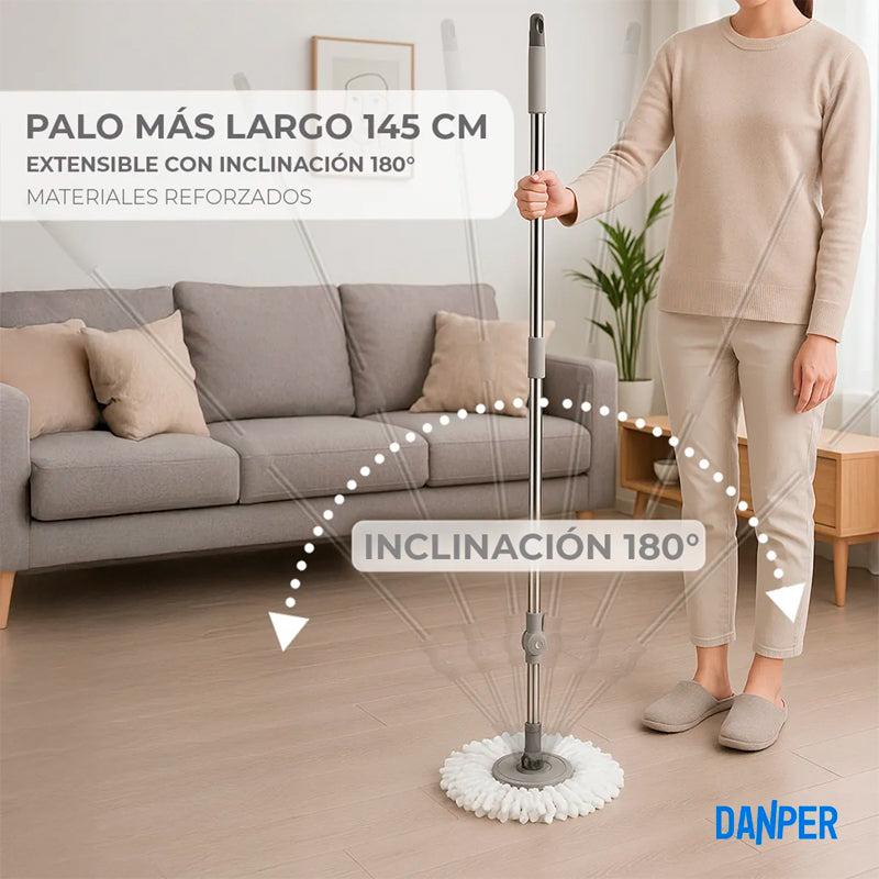 Cubo de Trapeador Universal Balde Acero Centrifugo con Mopa