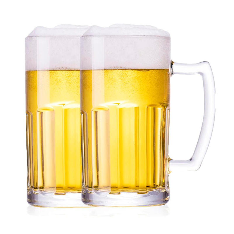 Pack 2 Vaso Cervecero Grande con Asa Jarra Cerveza 600ml