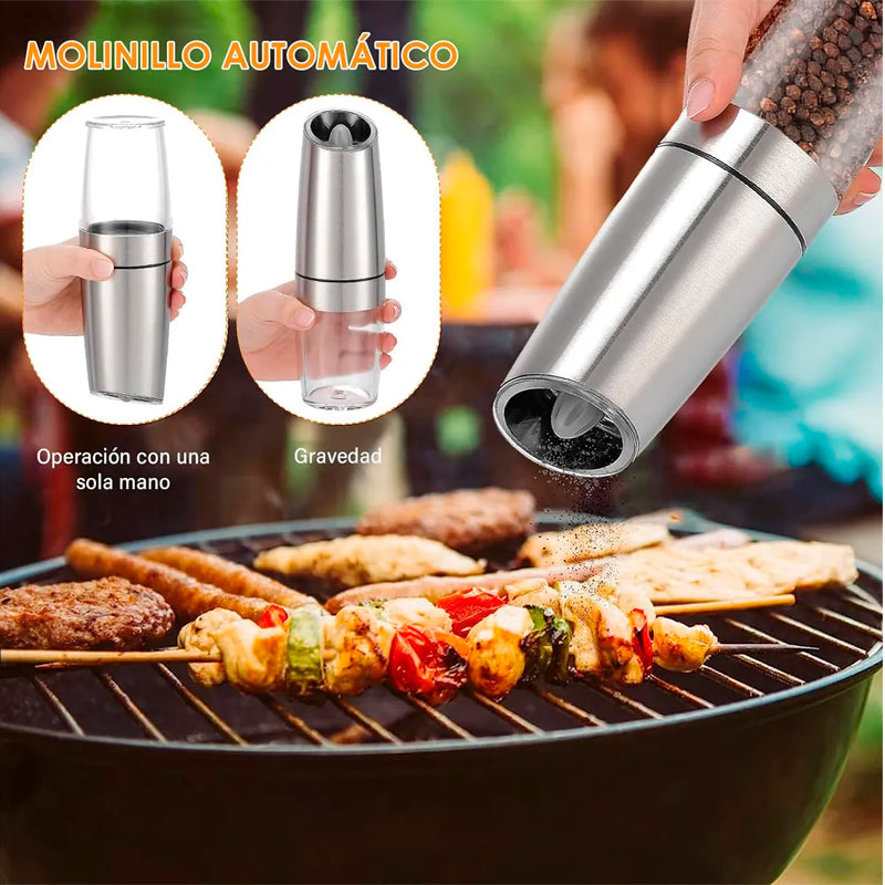 Molinillo de Pimienta Eléctrico Salpimentero Inalambrico de Acero Inoxidable Recargable USB