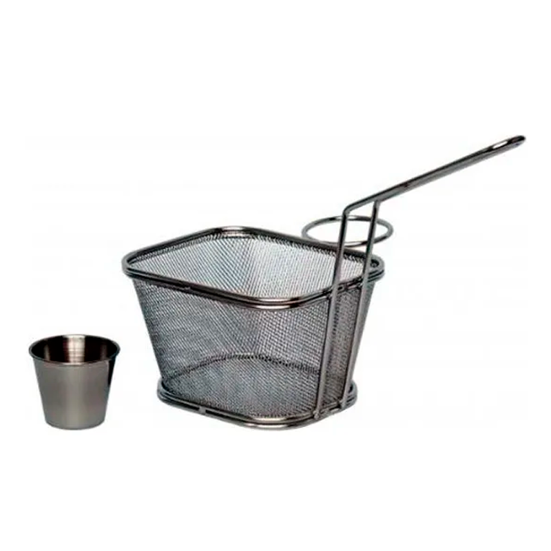 Mini Cesta Rectangular para Papas Fritas y Salsa Soporte para Papas de Acero Inoxidable