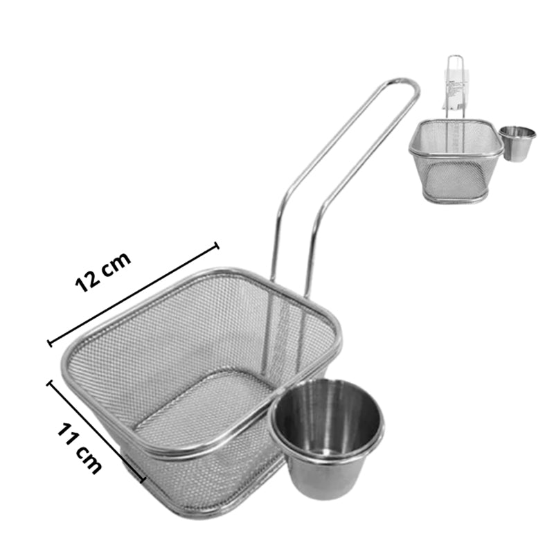 Mini Cesta Rectangular para Papas Fritas y Salsa Soporte para Papas de Acero Inoxidable