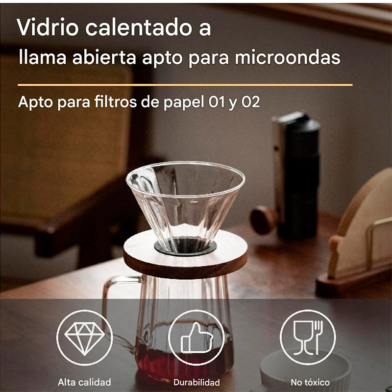Cafetera De Vidrio Por Goteo + Jarra 600ml Filtro Reusable