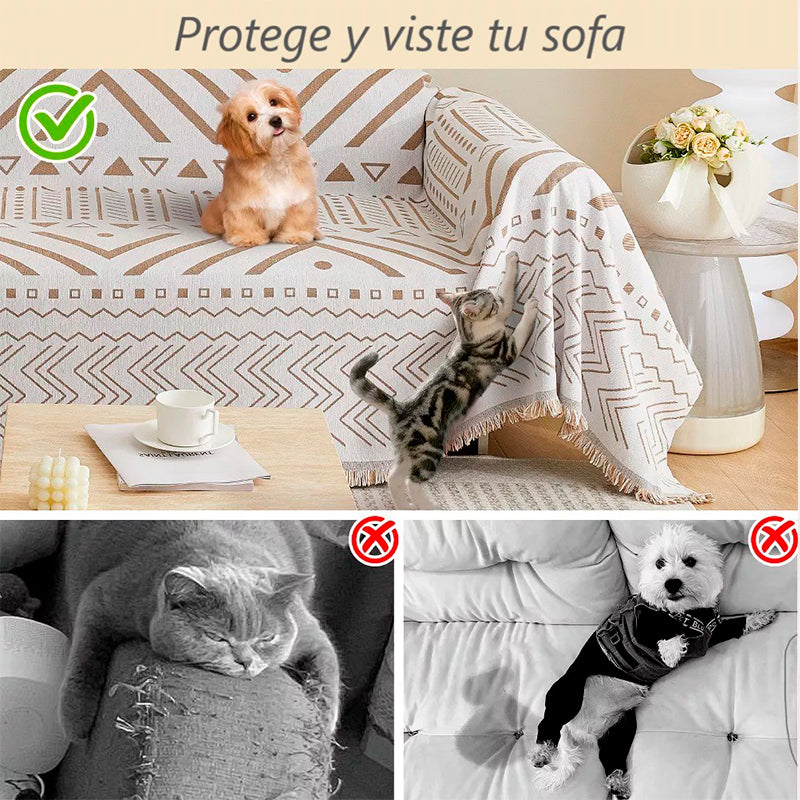 Frazada Reversible 2 en 1 Cubresofá Manta Premium De Living Dormitorio Sillon 180x230cm