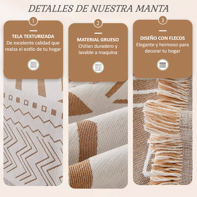 Frazada Reversible 2 en 1 Cubresofá Manta Premium De Living Dormitorio Sillon 180x230cm