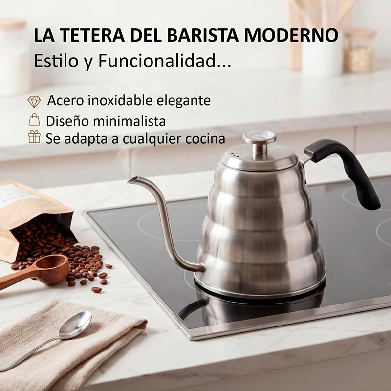 Hervidor 1.2l Tetera Para Café Y Té Por Goteo Con Termómetro
