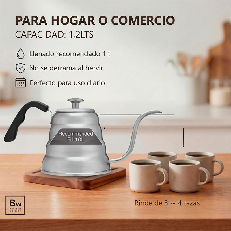 Hervidor 1.2l Tetera Para Café Y Té Por Goteo Con Termómetro