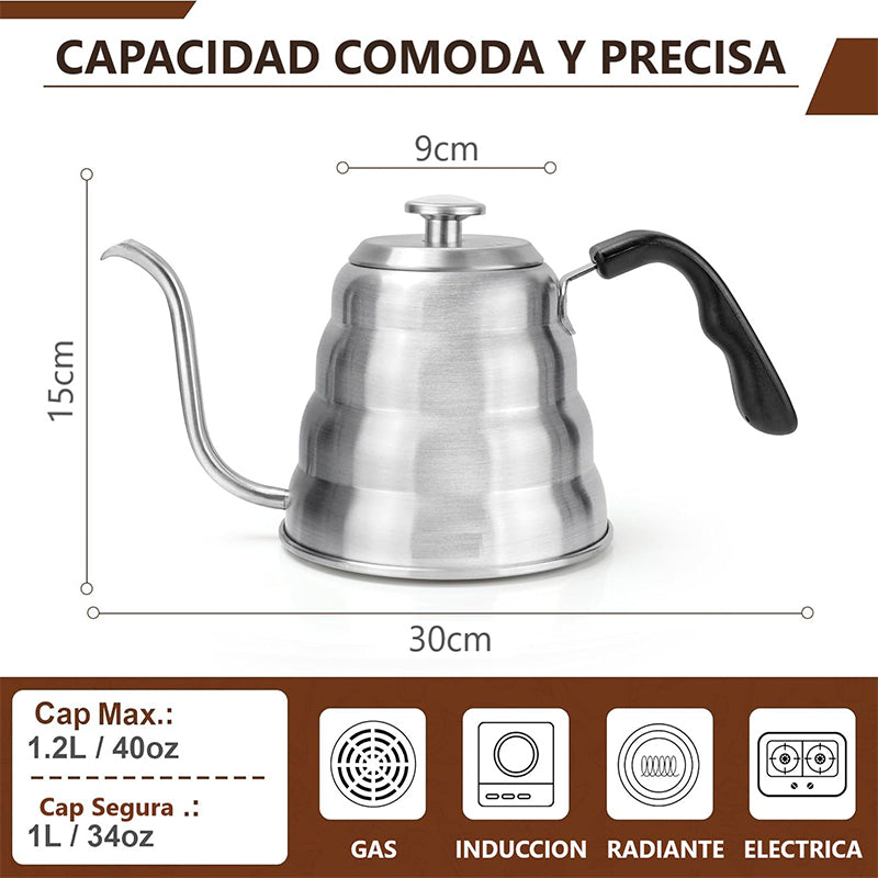 Hervidor 1.2l Tetera Para Café Y Té Por Goteo Con Termómetro