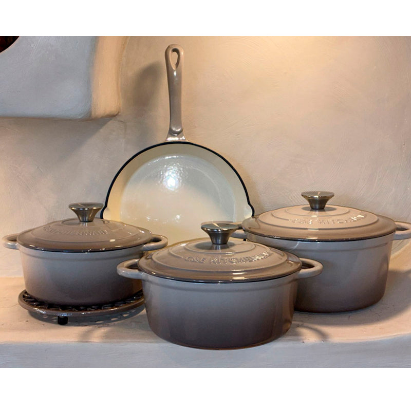 Juego De Ollas Hierro Fundido Esmaltado Bateria De Cocina 8 Piezas