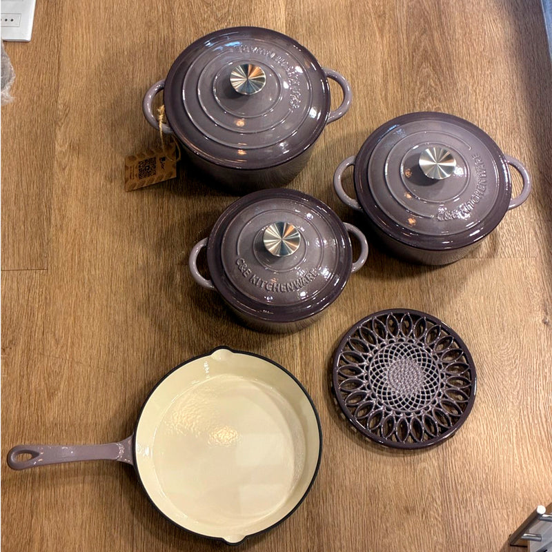 Juego De Ollas Hierro Fundido Esmaltado Bateria De Cocina 8 Piezas