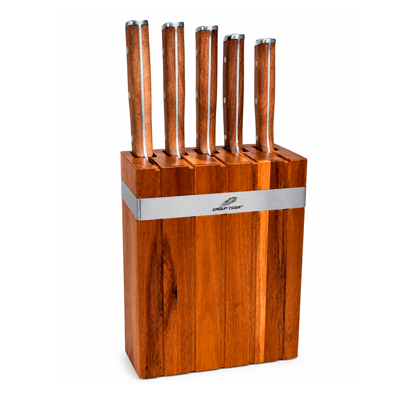 Juego De 5 Cuchillos De Cocina Premium Con Base De Madera