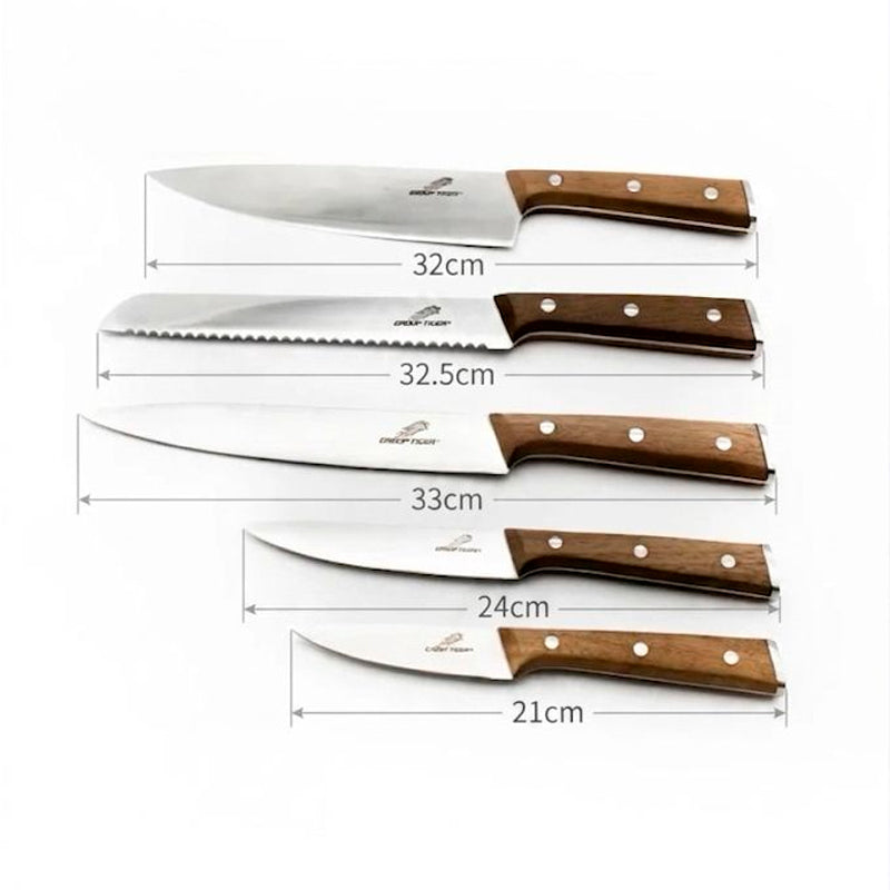 Juego De 5 Cuchillos De Cocina Premium Con Base De Madera